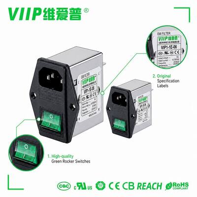 구입하다 VIP1-1E-06 단상 EMI 전원 필터 6A 250VAC Fast-on 단자 노이즈 억제기 CQC UL TUV CE RoHS REACH EMC 필터 online manufacture