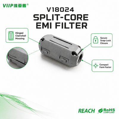 구입하다 VIIP V18024 6.3mm 케이블 개구부 클립온 페라이트 코어, 1-500 MHz EMC 노이즈 억제를 위한 VN09 니켈-아연 연자석 online manufacture