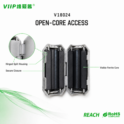 satın almak VIIP V18024 Clip-on Ferrit Core, 6.3mm ID, VN09, RoHS/REACH, EMI/EMC Kablo Gürültü Engelleyici online manufacture