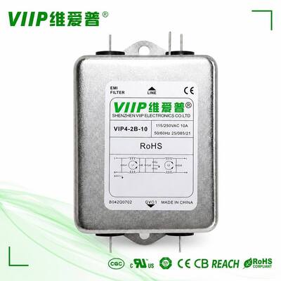 Buy B042Q0702 VIP4-2B-10 Dual Stage EMI Power Filter 10A 115/250VAC Noise Attenuation for Industrial Automation CNC Machine Tools online manufacture