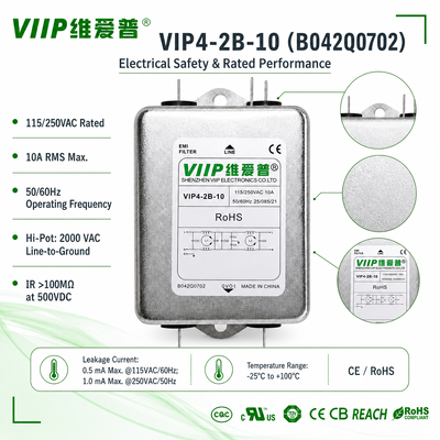 Acheter 10A Filtre de ligne électrique à deux étages à phase unique VIP4-2B-10 ((B042Q0702), Attenuation haute CM & DM, appareils ménagers et industriels online manufacture