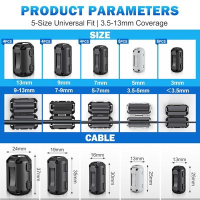 Snap On Ferrite Choke Ferrite Core Designed for with Power Cable Audio Cable AV Cable and Data Cable to Improve Signal Clarity