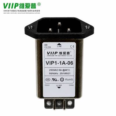IEC Inlet Socket EMI Power Filter 6A Rated Current 250VAC Rated Voltage Fast-on Terminal Power Line Filter for Electronic Equipment