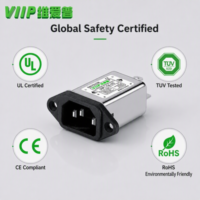 VIP1-1A-03 (10328) Standard IEC Socket Electromagnetic Disturbance Damping Module Single Phase Power Signal Cleaner For Domestic Electronics & Laboratory Measuring Device