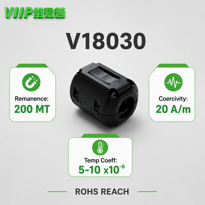 VN09 EMI suppression ferrite core featuring coercivity 20 engineered to enhance signal and suppress EMI noise in electronic circuits