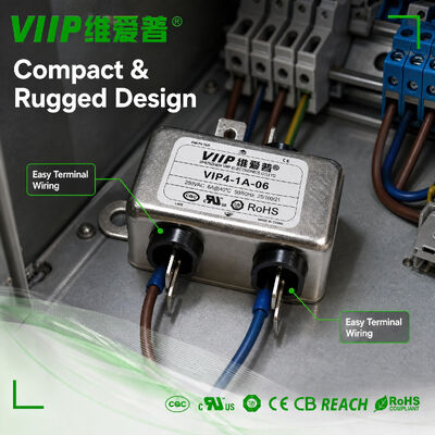6A Single-Phase AC EMI Filter VIP4-1A-06(10243). 115/250VAC Low Leakage EMC Noise Filter for Electronic Control Devices