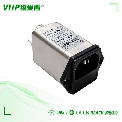 VIIP VIP1-1B-06 B011X0509 6A Dual Fuse EMI Power Filter 115/250VAC Panel Mount IEC Inlet Noise Filter