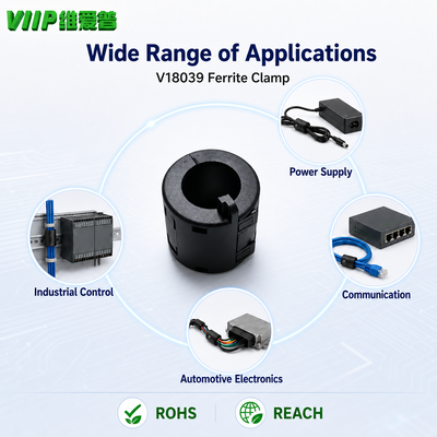 V18039 VN15 Material Split Ferrite Ring Effective Electromagnetic Noise Reducer For Electronic Cable Assembly