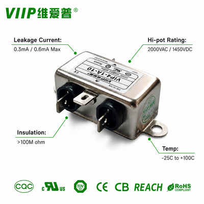 VIIP VIP4‑1A‑10(10247) AC Power Line EMI Filter 10A Single‑Stage LC Circuit for Industrial Automation & Switching Power Supply Anti‑Interference
